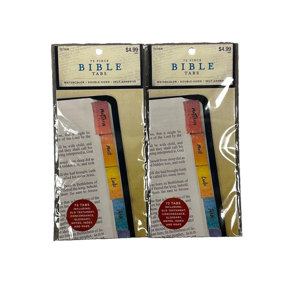 Bible Tabs 72 Piece 2 Pack Watercolor Self Adhesive Old New Testament NWT Lot